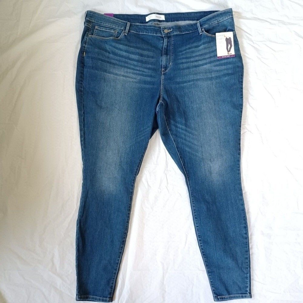 Levis Jeans Sz 28L x 32 Skinny Signature Mid Rise Blue Stretch Everyday New
